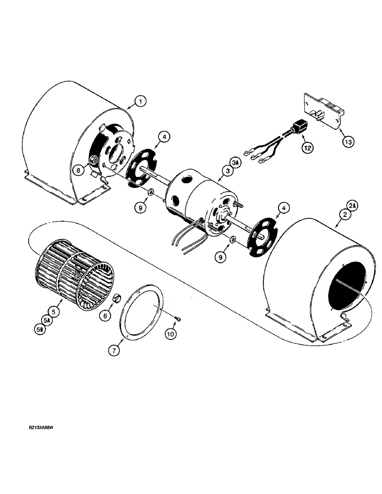 Схема запчастей Case W36 - (4-188) - CAB BLOWERS - PRODUCTION (04) - ELECTRICAL SYSTEMS