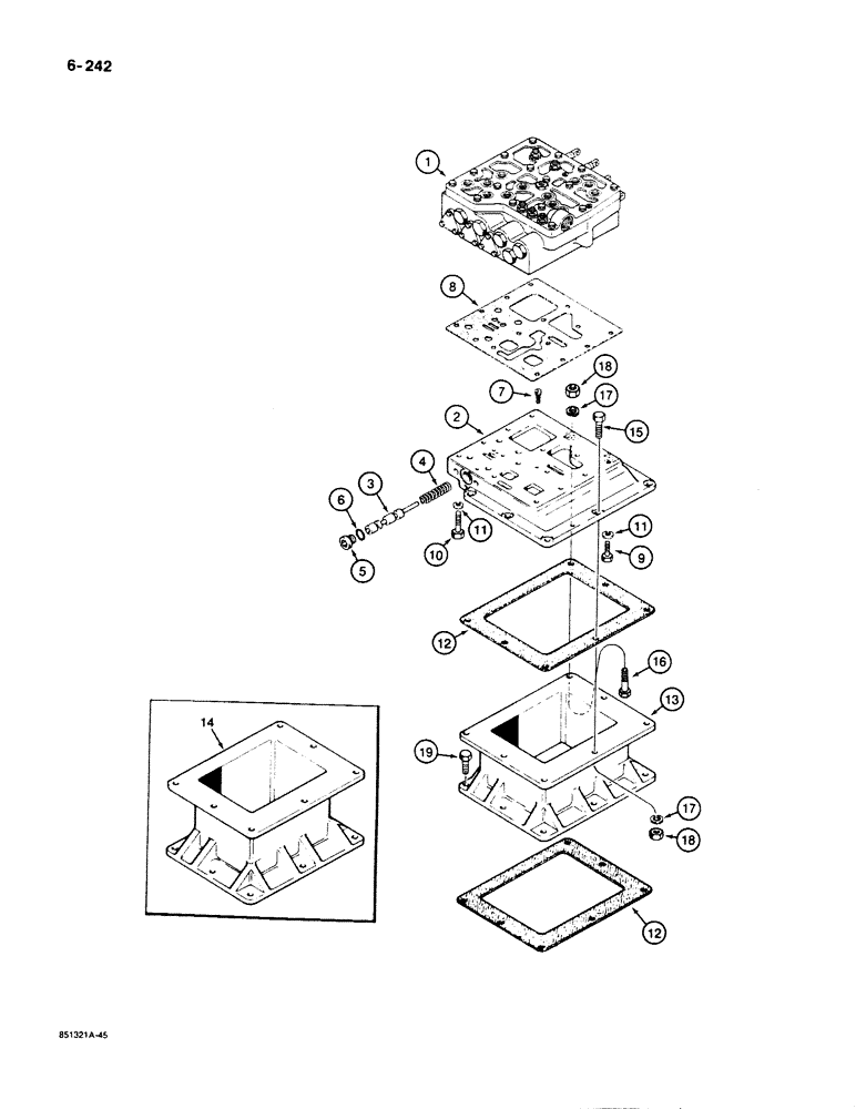 Схема запчастей Case 1455B - (6-242) - TRANSMISSION CONTROL VALVE AND BASE (06) - POWER TRAIN