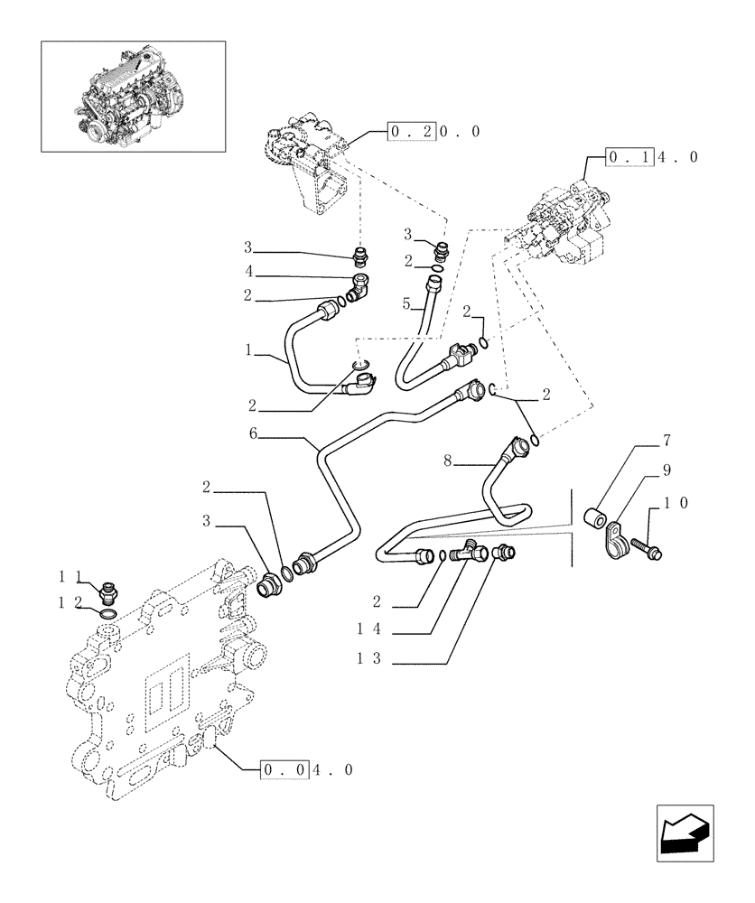 Схема запчастей Case F2CE9684C E001 - (0.20.3[01]) - FUEL LINES & RELATED PARTS (504192460) 