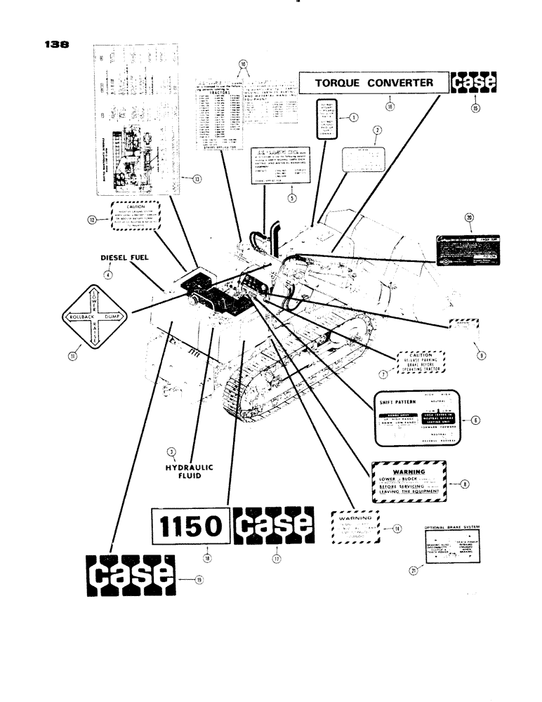 Схема запчастей Case 1150 - (138) - DECALS (05) - UPPERSTRUCTURE CHASSIS