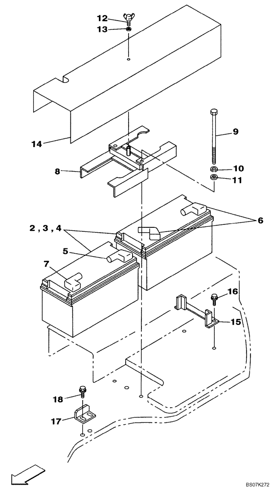 Схема запчастей Case CX225SR - (04-18) - BATTERIES (04) - ELECTRICAL SYSTEMS