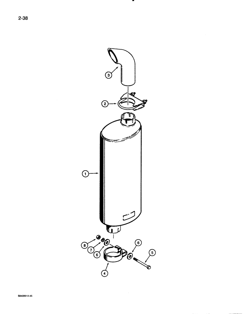 Схема запчастей Case W30 - (2-38) - EXHAUST SYSTEM (02) - ENGINE