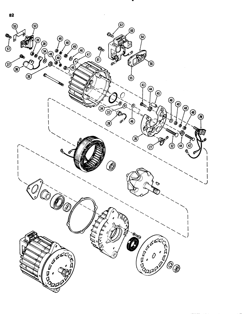 Схема запчастей Case 1150C - (082) - R36588 ALTERNATOR, MOTOROLA NO. 70D44966E01 (04) - ELECTRICAL SYSTEMS