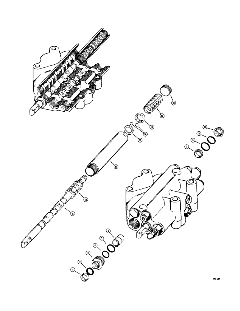 Схема запчастей Case 33 - (222) - LOADER CONTROL VALVE, LOADER LIFT SPOOLS, (D45045 AND D52042 LOADER VALVES ONLY) 