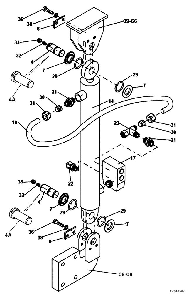 Схема запчастей Case SV210 - (08-13[01]) - CYLINDER, HYDRAULIC HOOD LIFT LH (GROUP 381-2) (ND139596) (08) - HYDRAULICS