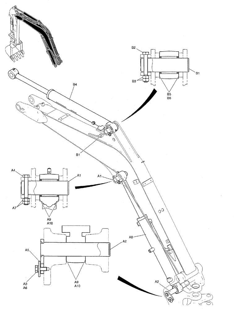 Схема запчастей Case CX27B PV13 - (03-005) - CYLINDER INSTAL (CAB) Attachments