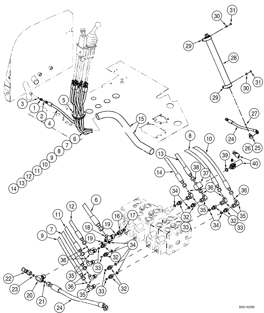 Схема запчастей Case 621D - (08-19) - HYDRAULICS - LOADER CONTROL, REMOTE (08) - HYDRAULICS