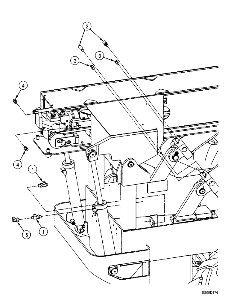 Схема запчастей Case 686GXR - (8-34) - CYLINDER HYDRAULIC LINE FITTINGS, LIFT AND CROWD (SERIES 2 686GXR AND 688G) (08) - HYDRAULICS