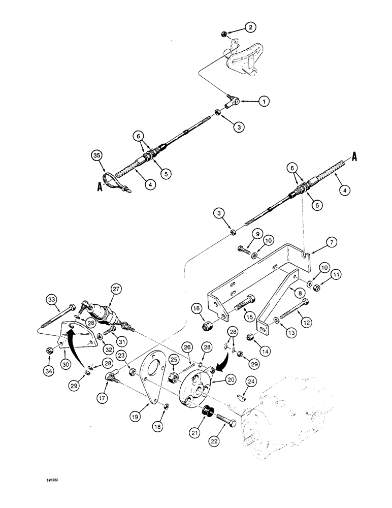 Схема запчастей Case W4 - (084) - HYDROSTATIC PUMP CONTROLS, NEUTRAL CENTERING LINKAGE, WITH 5/16 INCH CABLE & NEUTRAL CENTERING TUBE (06) - POWER TRAIN