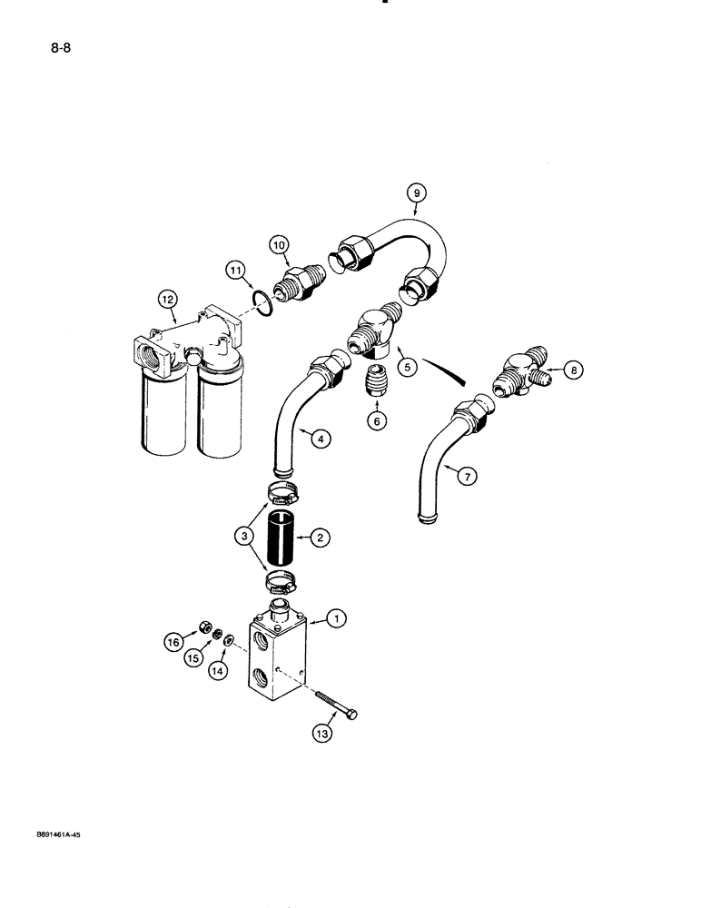 Схема запчастей Case 821 - (8-008) - HYDRAULIC CIRCUIT, COOLER BYPASS VALVE TO FILTER (08) - HYDRAULICS