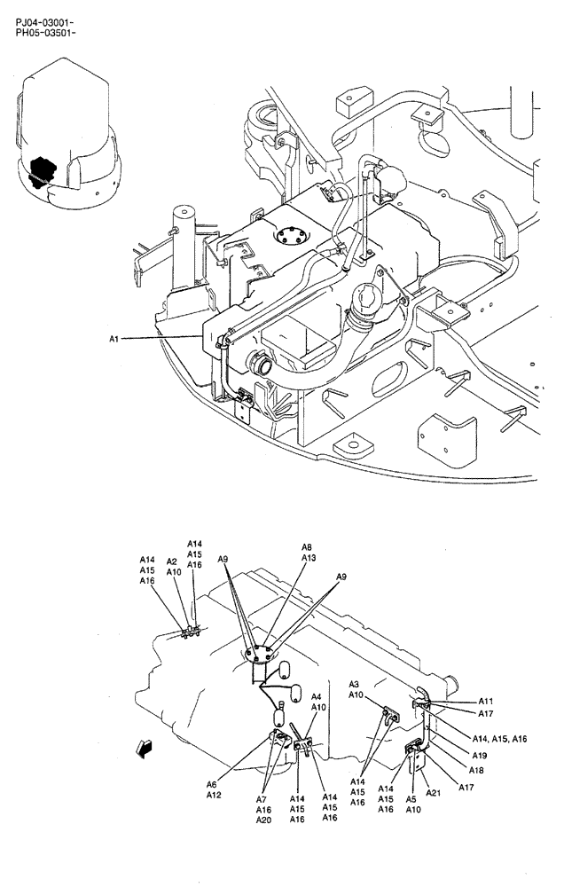 Схема запчастей Case CX50B - (02-016) - TANK ASSEMBLY, FUEL (CAB) P/N PH20P00017F1 (05) - SUPERSTRUCTURE