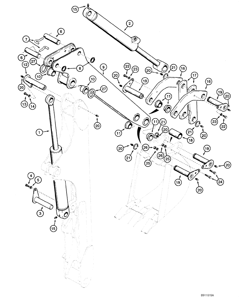 Схема запчастей Case 1840 - (09-71) - BACKHOE - DIPPER AND BUCKET (D125) (09) - CHASSIS/ATTACHMENTS