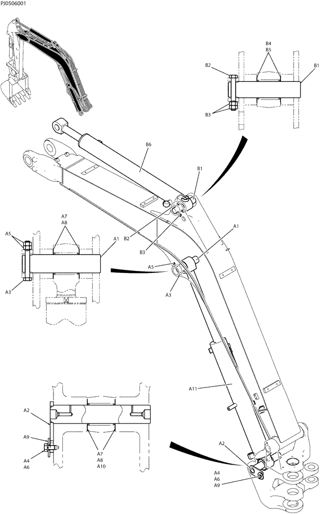 Схема запчастей Case CX50B - (03-004) - CYLINDER INSTAL (35) - HYDRAULIC SYSTEMS