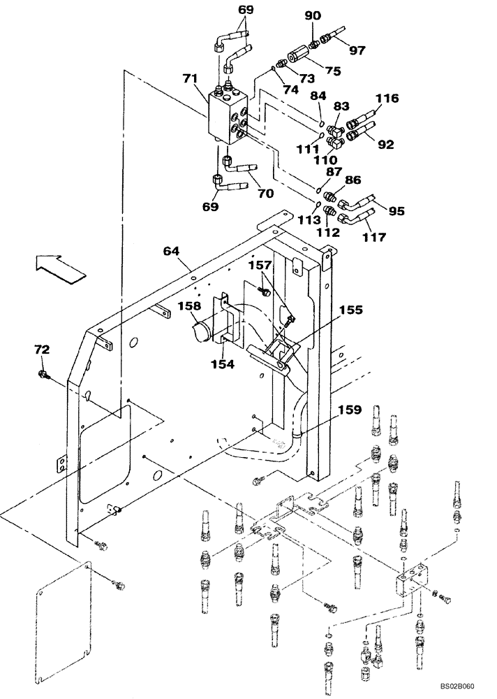 Схема запчастей Case CX130 - (08-044) - HYDRAULICS - PILOT CONTROL LINES (08) - HYDRAULICS