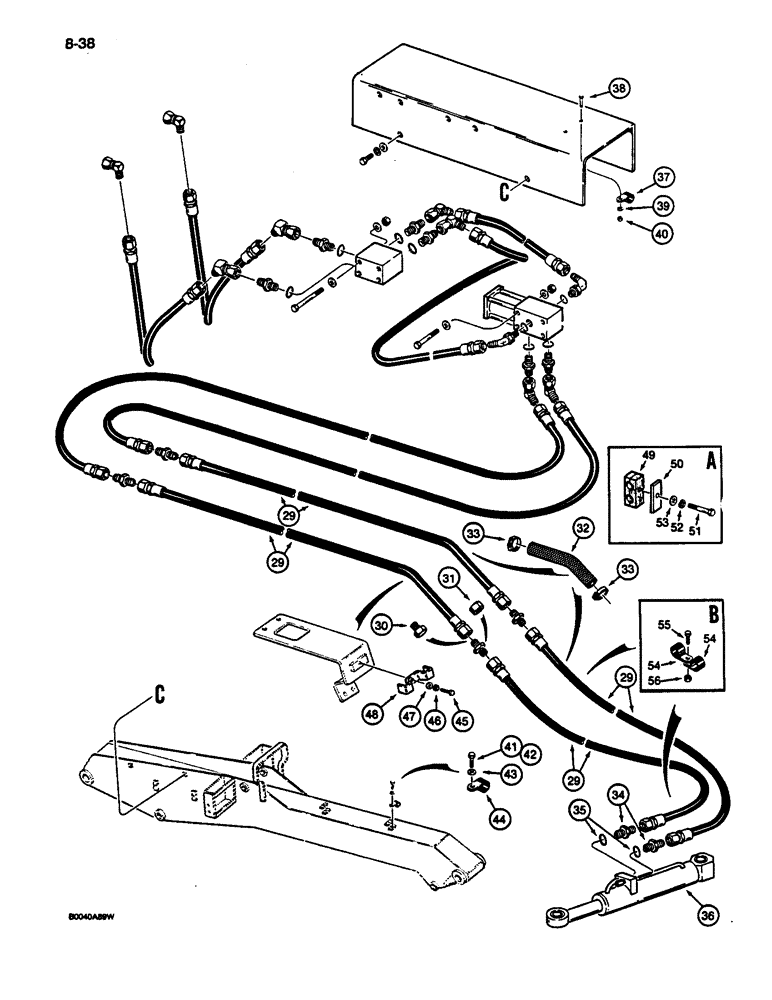 Схема запчастей Case 1187C - (8-38) - COLLECTOR HYDRAULICS (08) - HYDRAULICS