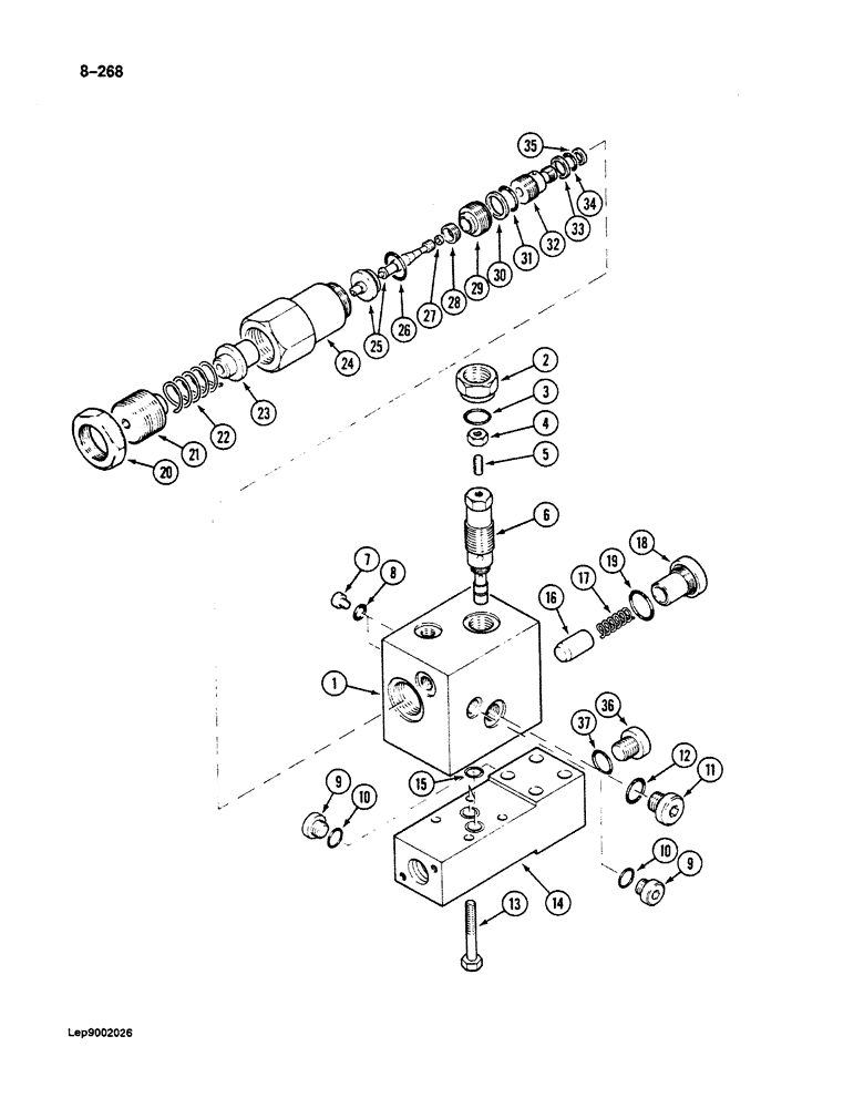 Схема запчастей Case 125B - (8-268) - CRANING VALVE, USED WITH ARM CYLINDER CIRCUIT (08) - HYDRAULICS