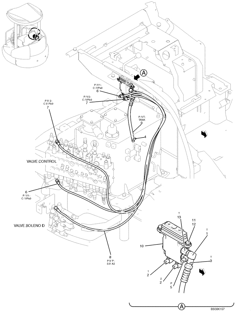 Схема запчастей Case CX50B - (01-042) - CONTROL LINES, REMOTER (DOZER) (PY68H00016F1) (05) - SUPERSTRUCTURE