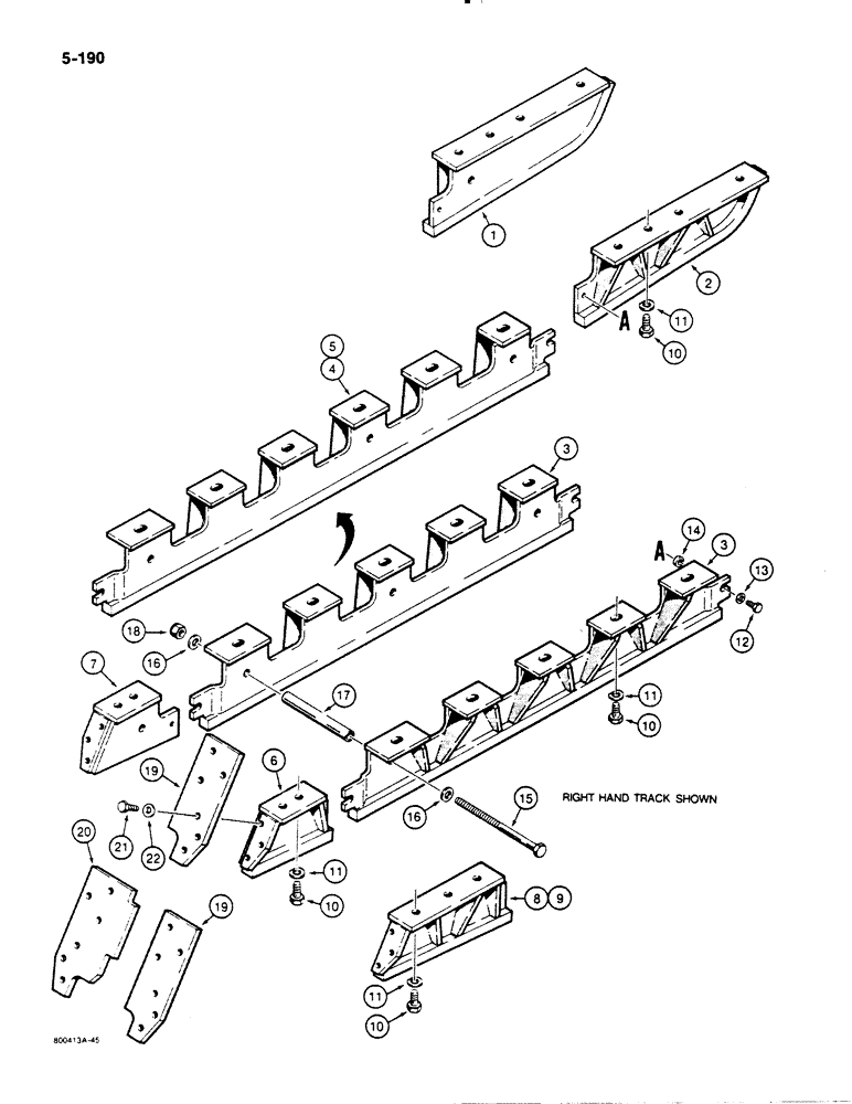 Схема запчастей Case 1450B - (5-190) - TRACK GUARDS (11) - TRACKS/STEERING