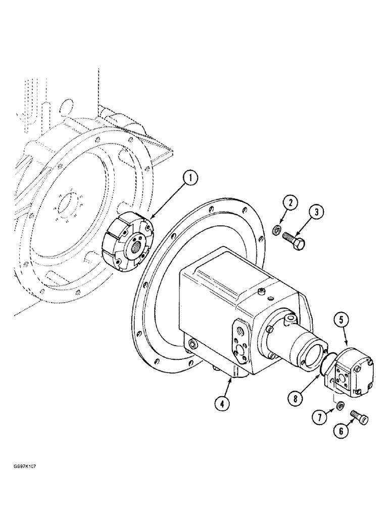 Схема запчастей Case 888 - (8B-02) - HIGH PRESSURE HYDRAULIC PUMP COUPLING (08) - HYDRAULICS