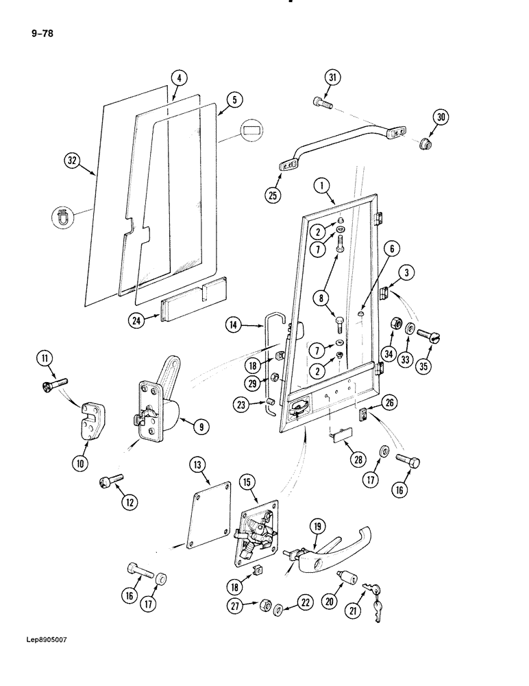 Схема запчастей Case 888 - (9-078) - CAB DOOR (09) - CHASSIS