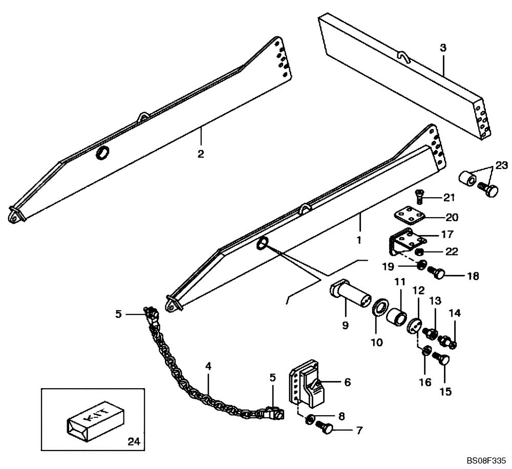 Схема запчастей Case 340 - (98A00000812[001A]) - ACCESSORIES - SCISSOR GATE, REAR (P.I.N. HHD0340BN07PG58073 AND AFTER) (87559284) (90) - PLATFORM, CAB, BODYWORK AND DECALS