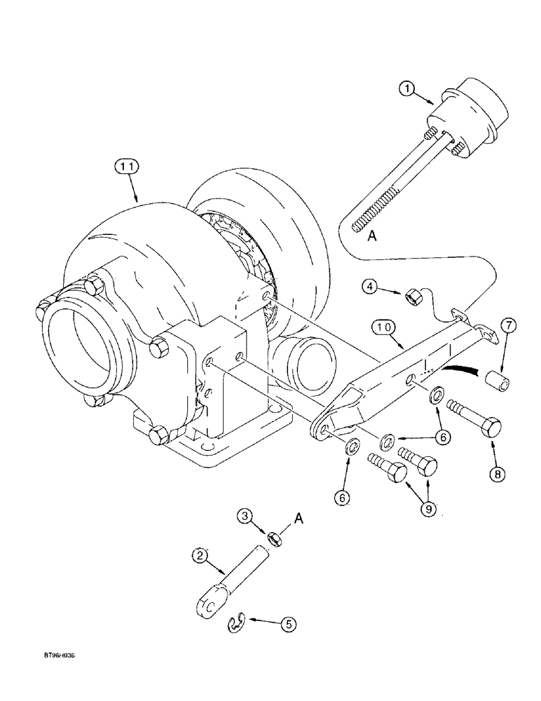 Схема запчастей Case 9020B - (2-045A) - WASTEGATE ACTUATOR, 4TA-390 EMISSIONS CERTIFIED ENGINE, P.I.N. DAC02#2001 AND AFTER (02) - ENGINE