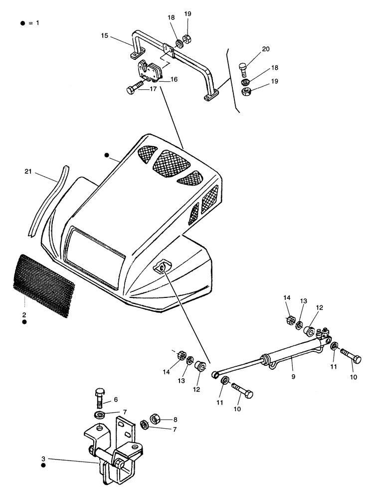 Схема запчастей Case 325 - (5.601C[01A]) - HOOD (87311196) (10) - Cab/Cowlings