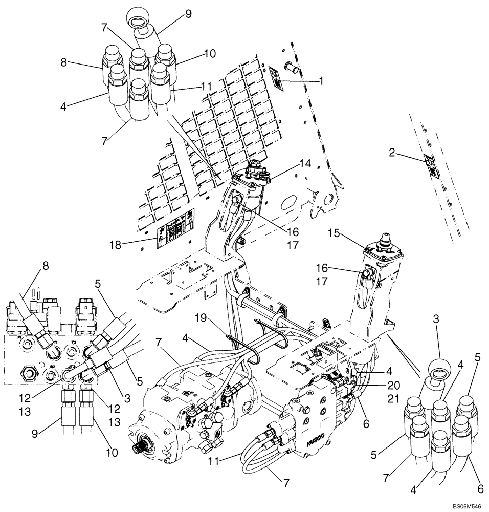 Схема запчастей Case 450 - (06-10) - JOYSTICK CONTROL, PLUMBING - H PATTERN (MODELS WITH PILOT CONTROL) (06) - POWER TRAIN