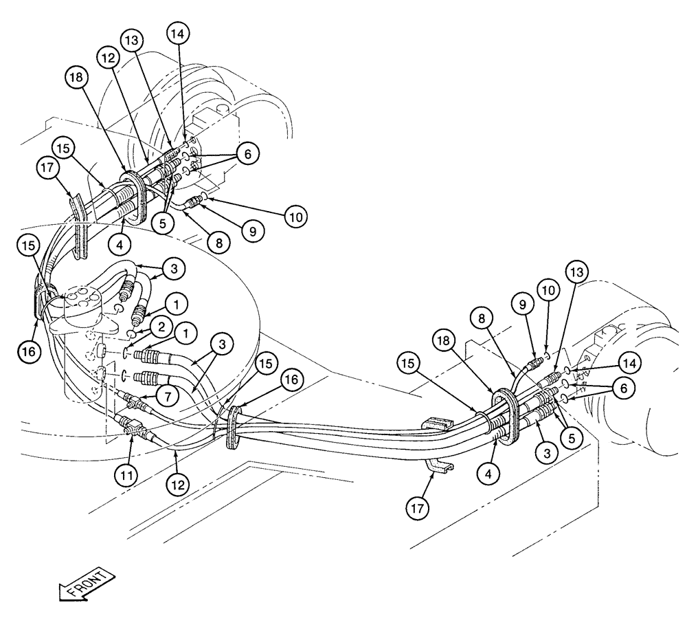 Схема запчастей Case 9020 - (6-14) - TRACK DRIVE HYDRAULIC CIRCUIT, HYDRAULIC SWIVEL TO TRACK DRIVE MOTORS (06) - POWER TRAIN