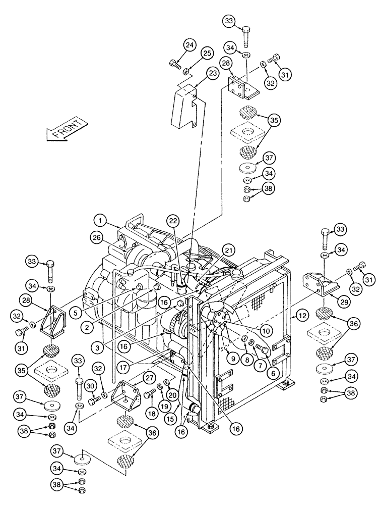 Схема запчастей Case 9040 - (2-02) - ENGINE MOUNTING, RADIATOR AND ADAPTING PARTS, PRIOR TO P.I.N. DAC0400004 (02) - ENGINE