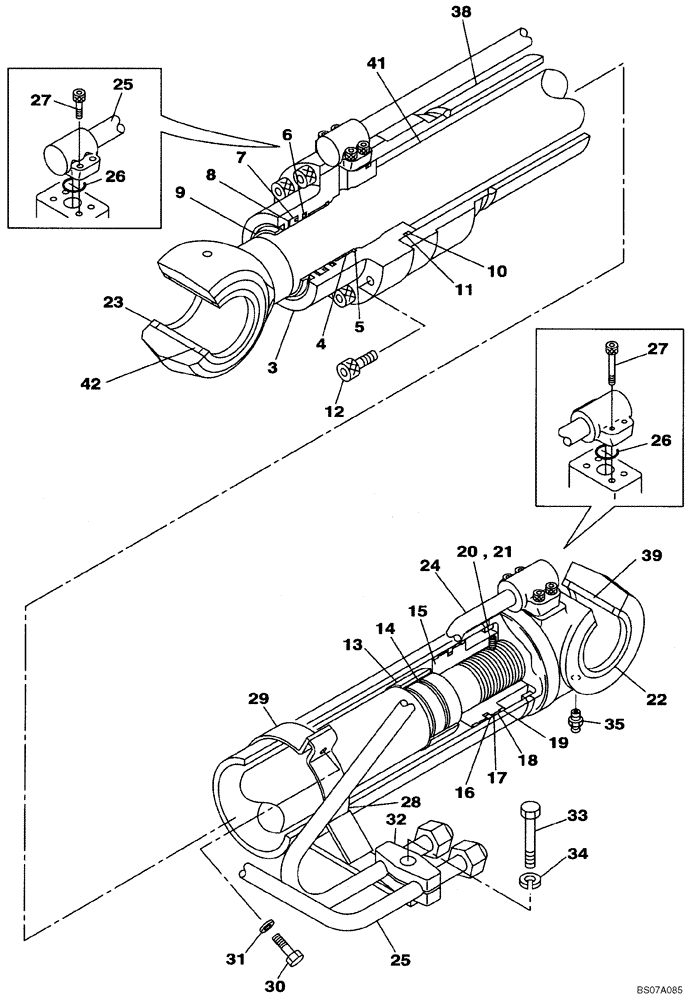 Схема запчастей Case CX160B - (08-83) - CYLINDER ASSY, BOOM, RIGHT HAND (08) - HYDRAULICS