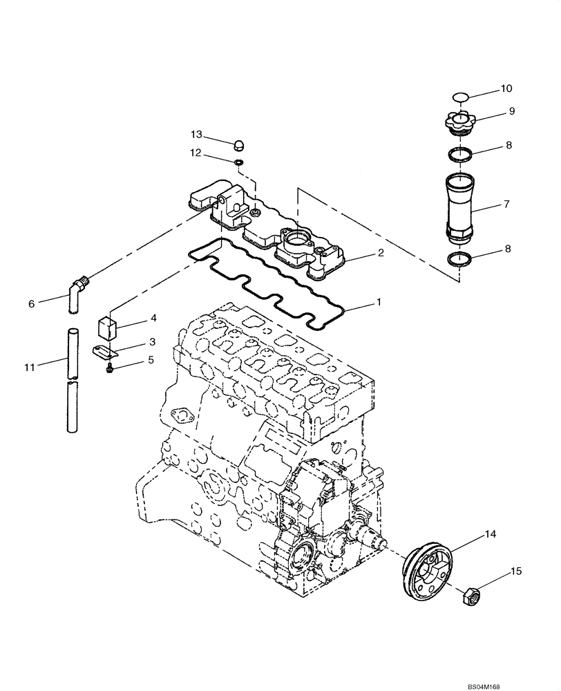 Схема запчастей Case 420 - (02-09) - VALVE COVER & CRANKSHAFT PULLEY (02) - ENGINE