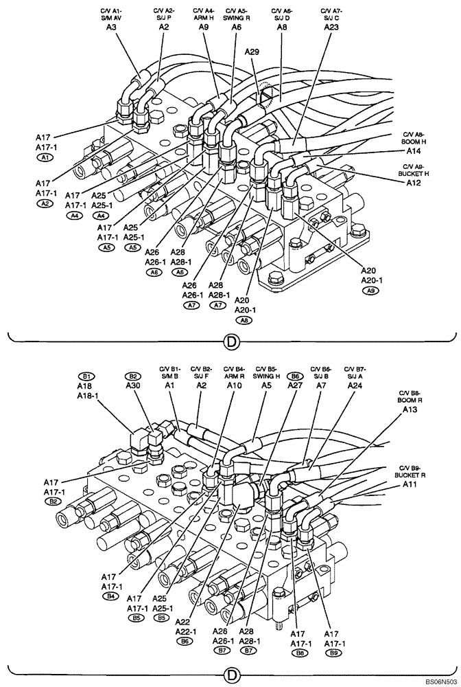 Схема запчастей Case CX17B - (01-019[01]) - HYDRAULICS - UPPER / AT CONTROL VALVE (35) - HYDRAULIC SYSTEMS