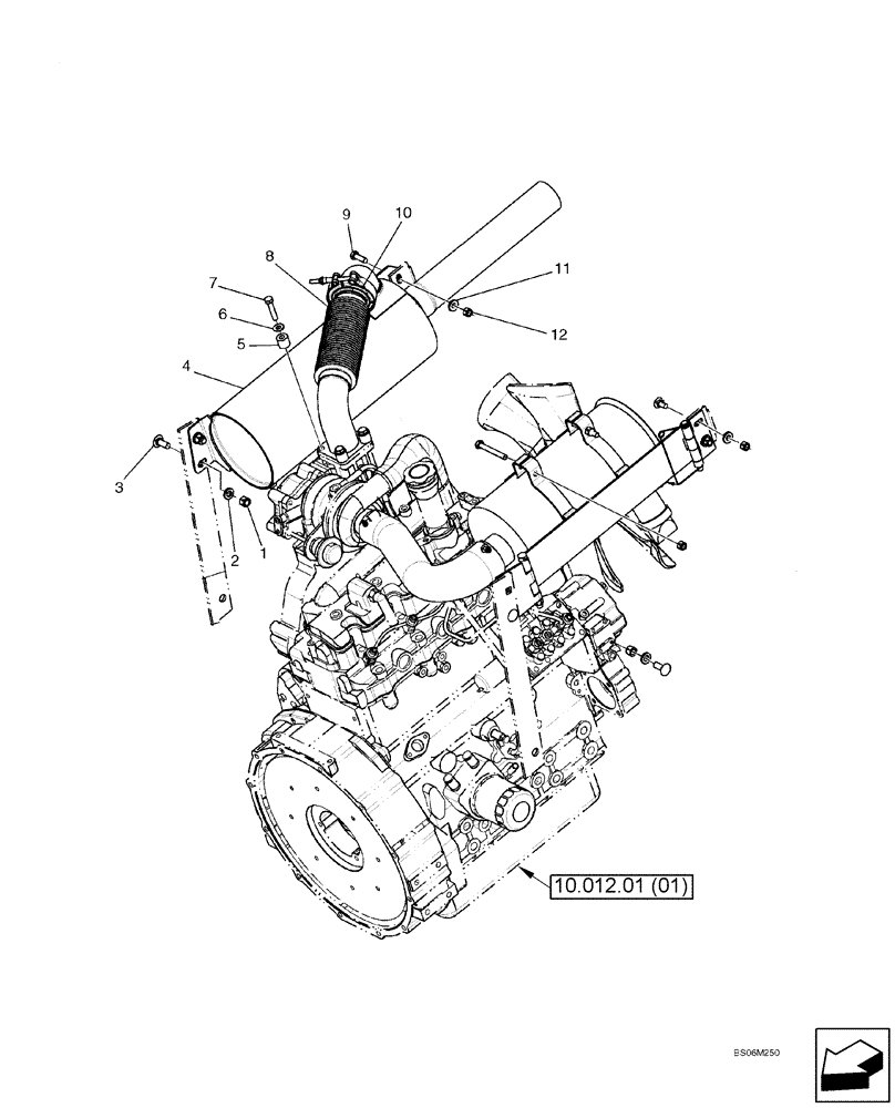 Схема запчастей Case SR175 - (10.501.AB[01]) - EXHAUST SYSTEM (10) - ENGINE