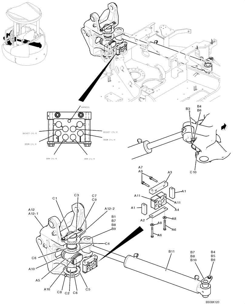 Схема запчастей Case CX50B - (01-002) - BRACKET ASSY, SWING (PY02B00119F1, PY02B00116F1, PY02B00109F1) (05) - SUPERSTRUCTURE