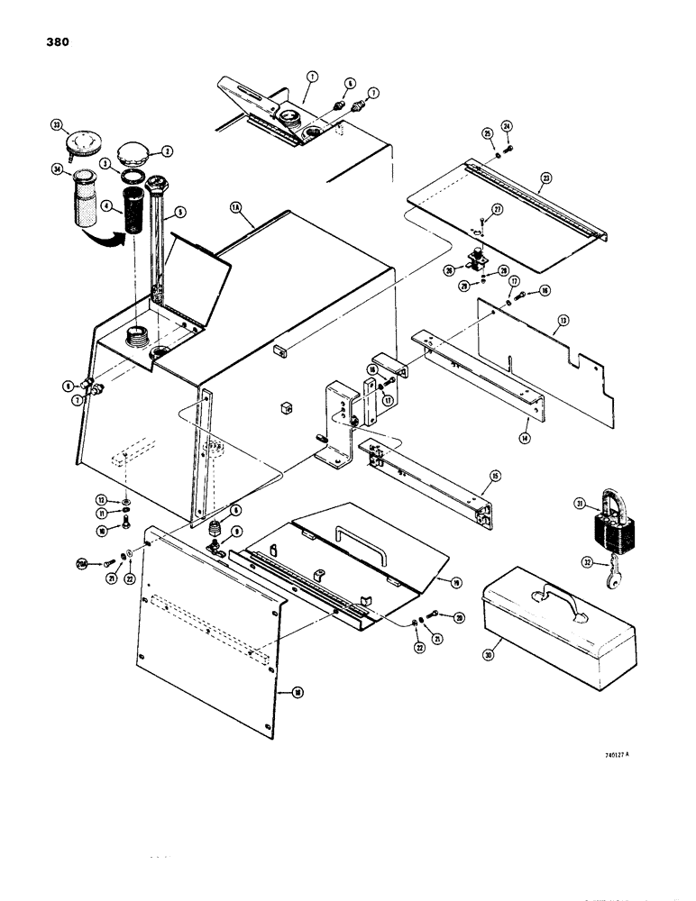 Схема запчастей Case 1450 - (380) - FUEL TANK AND PLATES (09) - CHASSIS/ATTACHMENTS