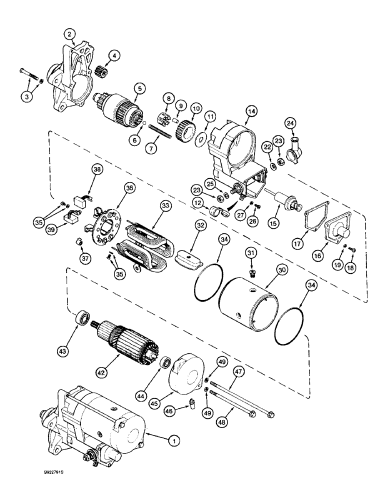 Схема запчастей Case 9010 - (4-04) - STARTER ASSEMBLY (04) - ELECTRICAL SYSTEMS