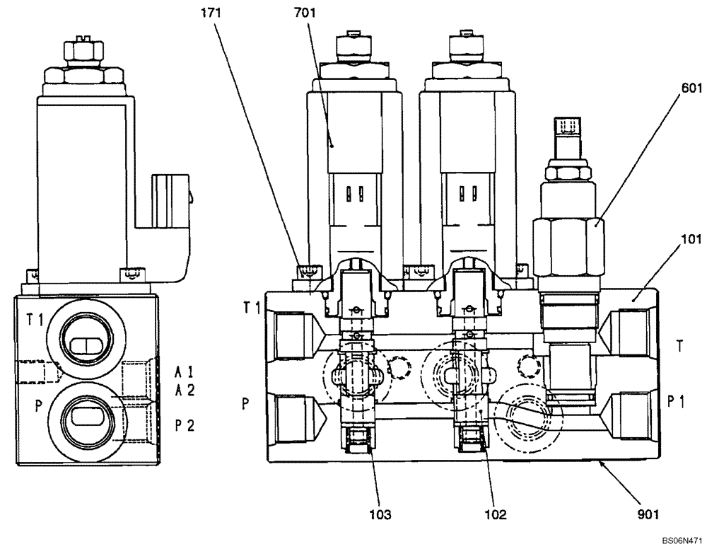 Схема запчастей Case CX17B - (08-030[00]) - VALVE ASSY, SOLENOID (PX35V00003F1) (35) - HYDRAULIC SYSTEMS