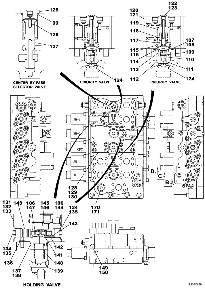 Схема запчастей Case CX700B - (08-93) - CONTROL VALVE (08) - HYDRAULICS