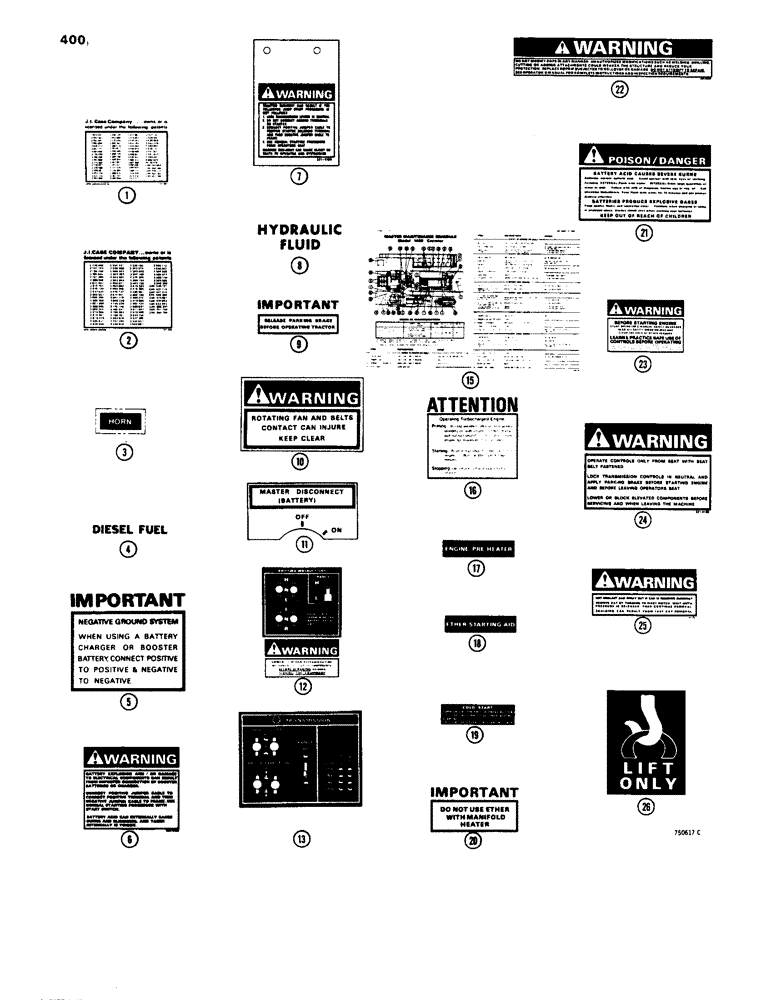 Схема запчастей Case 1450 - (400) - DECALS (09) - CHASSIS/ATTACHMENTS