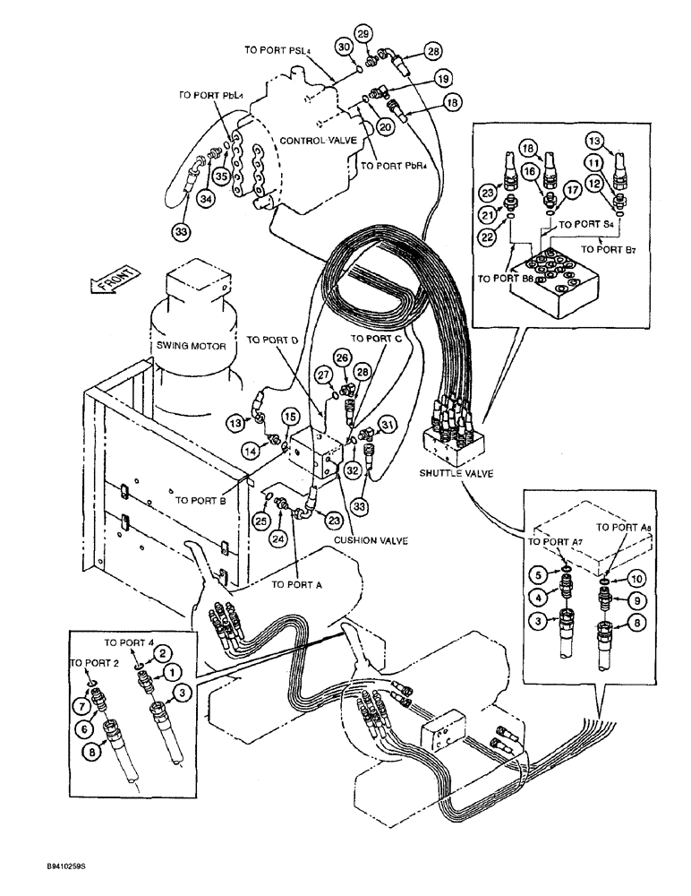 Схема запчастей Case 9045B - (8-026) - ARM CONTROL LINES (08) - HYDRAULICS