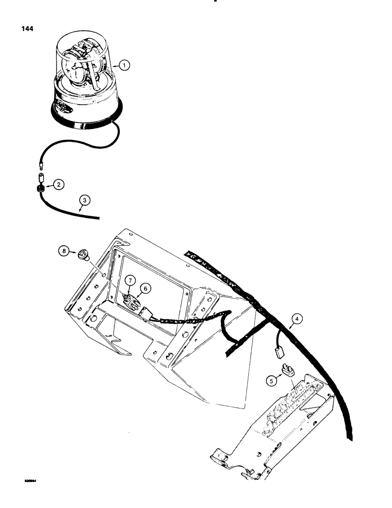 Схема запчастей Case 580E - (144) - ROTATING BEACON AND CIRCUIT (04) - ELECTRICAL SYSTEMS