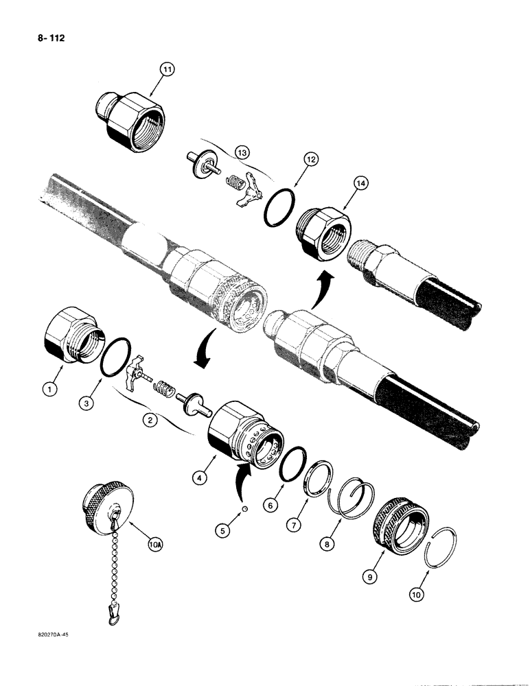 Схема запчастей Case 480E - (8-112) - HYDRAULIC QUICK DISCONNECT COUPLINGS, D52800 FEMALE COUPLING (08) - HYDRAULICS