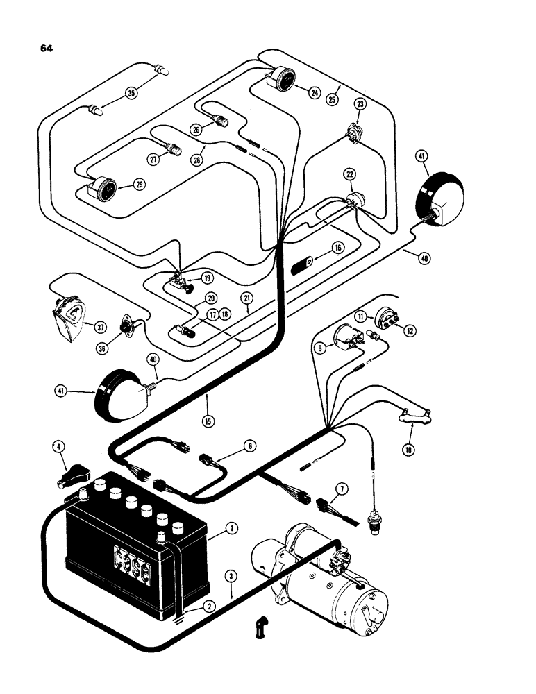 Схема запчастей Case 585 - (64) - INSTRUMENTS AND WIRING, DIESEL ENGINE, SHUTTLE OR HYDROSTATIC TRANSMISSION (55) - ELECTRICAL SYSTEMS