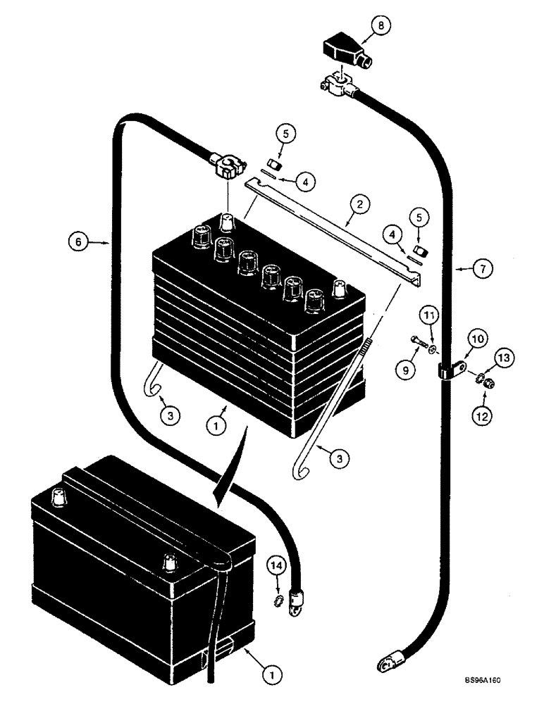 Схема запчастей Case 1825B - (4-12) - BATTERY AND BATTERY CABLES (04) - ELECTRICAL SYSTEMS