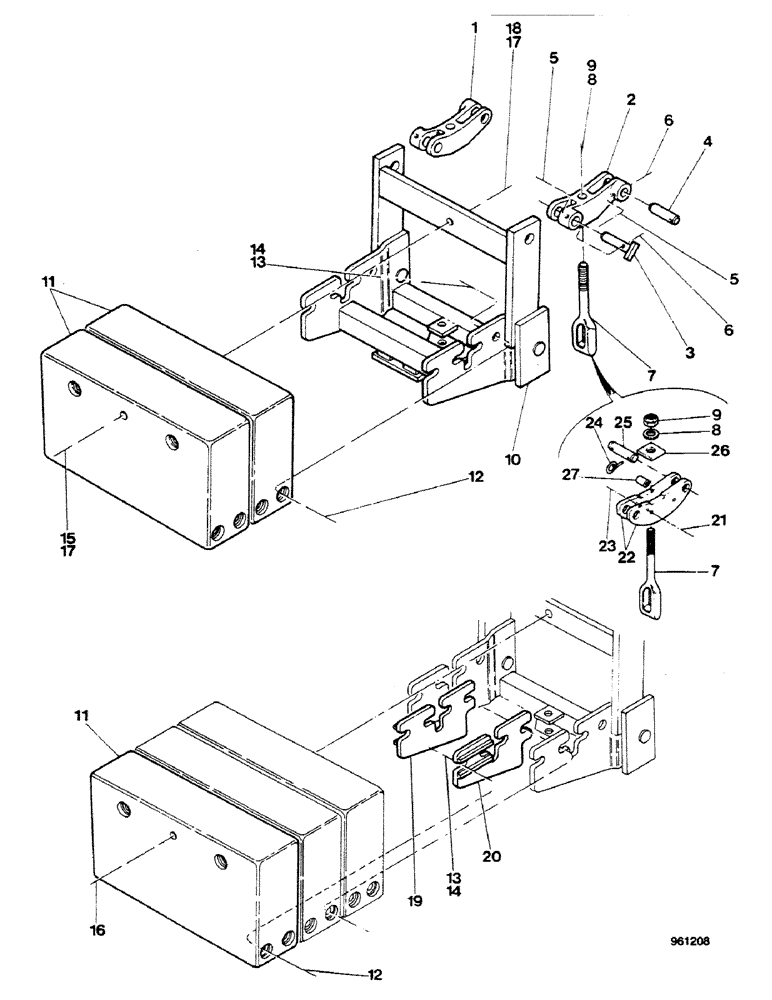 Схема запчастей Case 580G - (416) - REAR COUNTERWEIGHTS (09) - CHASSIS/ATTACHMENTS