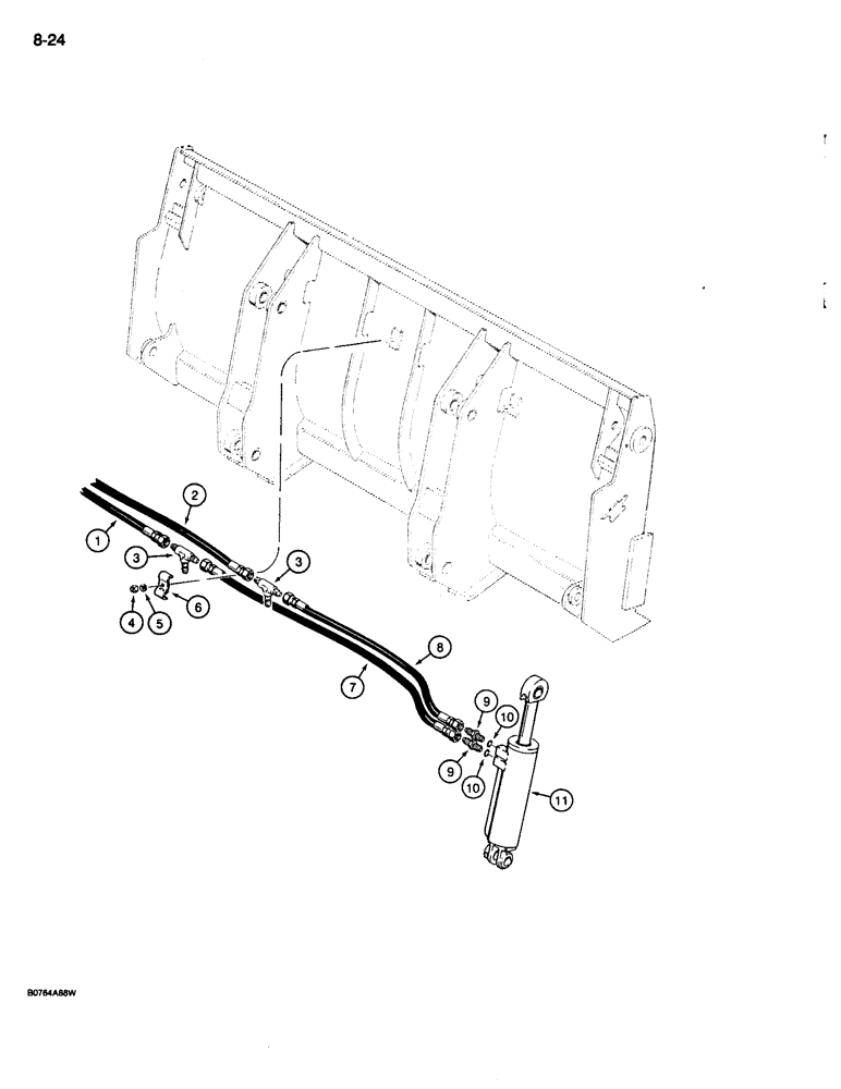 Схема запчастей Case 680L - (8-024) - LOADER CLAM CYLINDER HYDRAULIC CIRCUIT, AT CLAM BUCKET (08) - HYDRAULICS