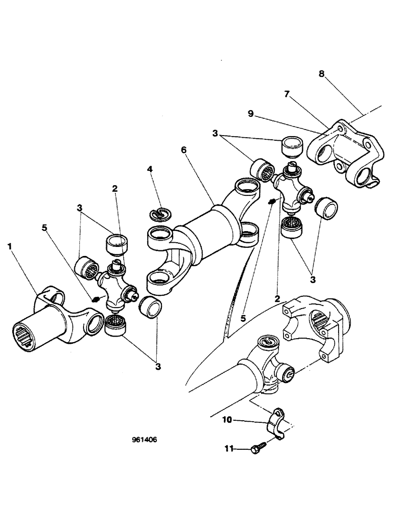 Схема запчастей Case 580G - (152) - DRIVE SHAFT - POWER SHUTTLE TO TRANSAXLE (06) - POWER TRAIN