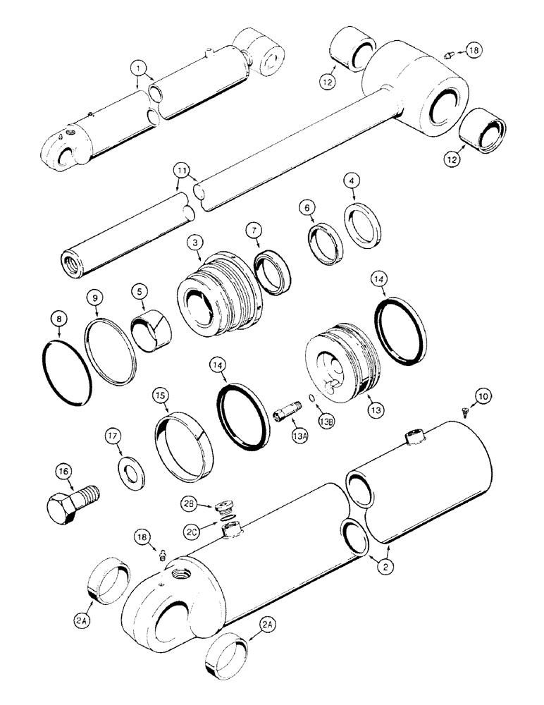 Схема запчастей Case 580SK - (8-370) - BACKHOE BOOM CYLINDER (08) - HYDRAULICS