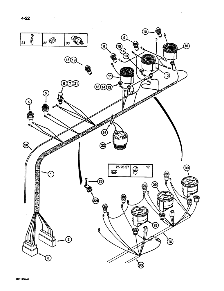 Схема запчастей Case 1187C - (4-22) - ELECTRICAL HARNESS - RIGHT-HAND CONSOLE (04) - ELECTRICAL SYSTEMS